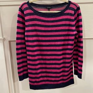 Talbots Pink and Blue Stripe Lightweight Sweater- Size Medium
